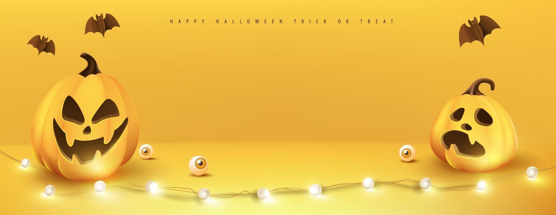 Feliz halloween banner studio room exhibición de productos con espacio de copia vector