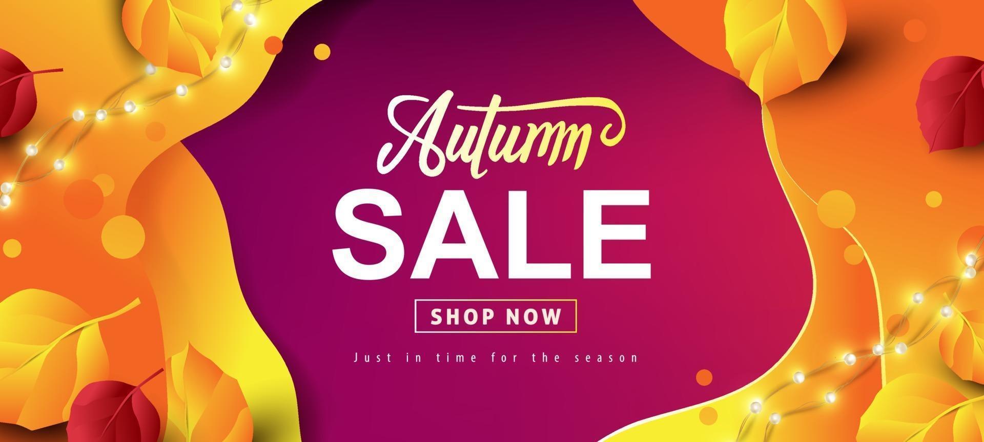 Autumn sale banner background layout vector