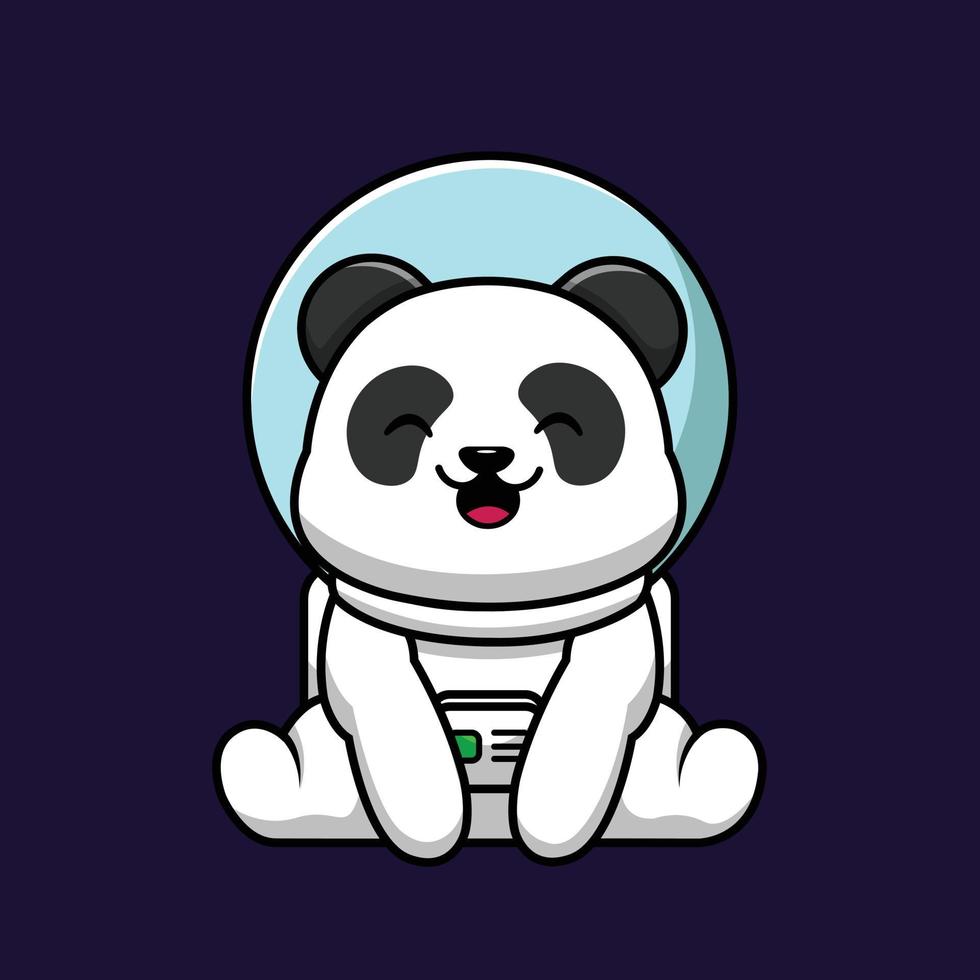 lindo panda astronauta sentado vector