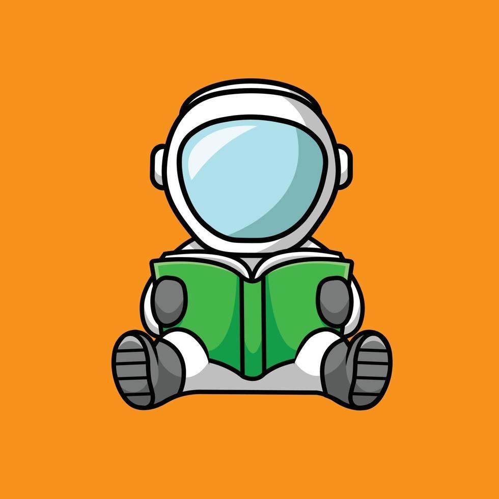 Cute Astronaut Reading Book vector