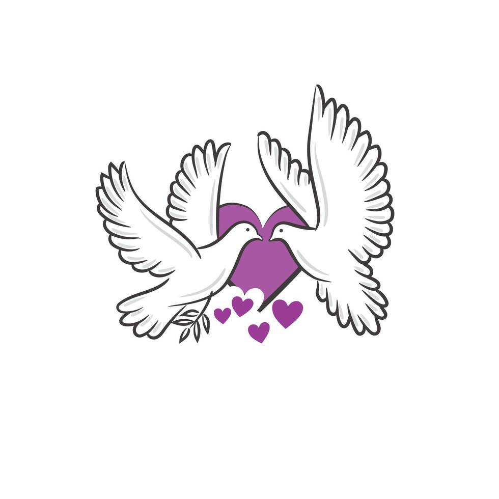 Abstract flying white dove with heart vector