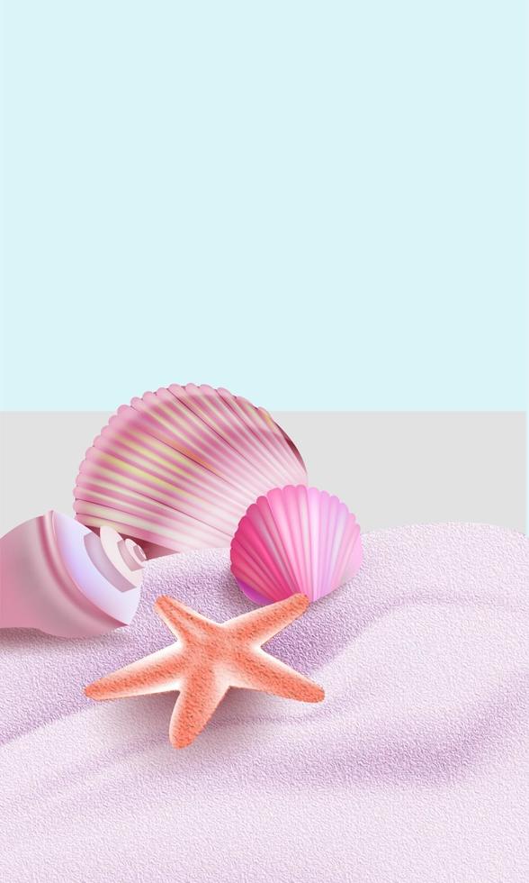 seashells on the beach vector