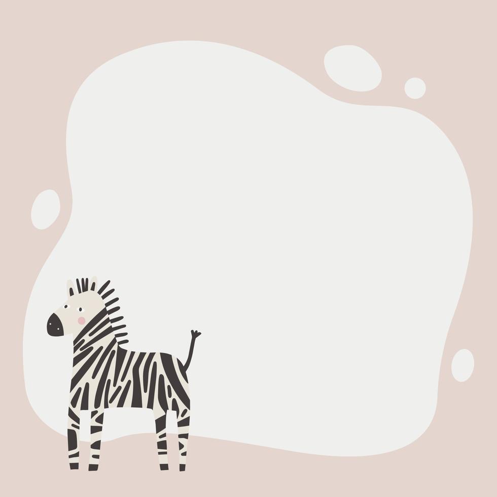 Cute animal a blot frame in simple cartoon hand-drawn style. vector