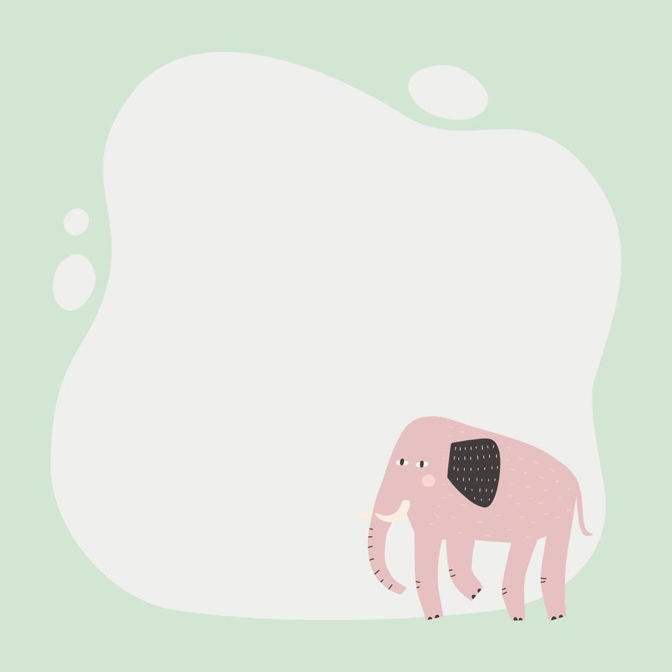 Cute animal a blot frame in simple cartoon hand-drawn style. vector