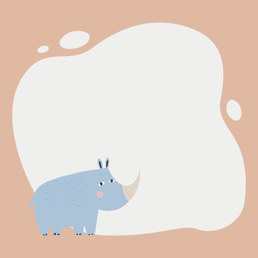 Cute animal a blot frame in simple cartoon hand-drawn style. vector