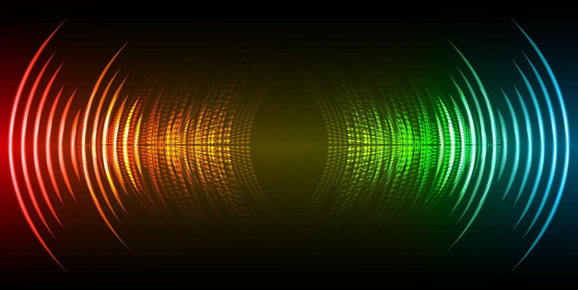 Sound waves oscillating dark light vector