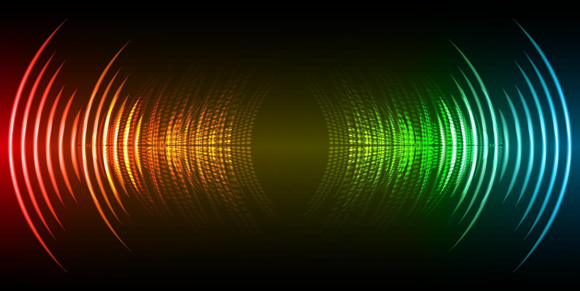 Sound waves oscillating dark light vector