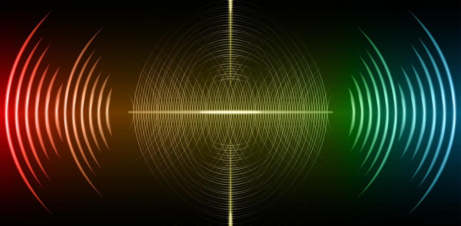 Sound waves oscillating dark light vector