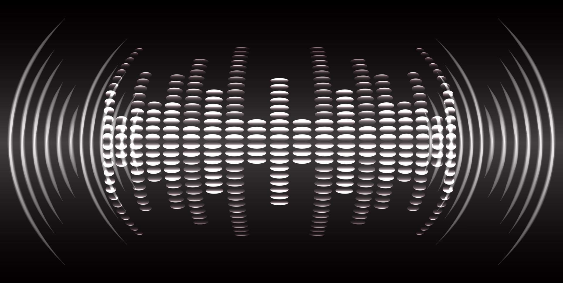 Sound waves oscillating dark light vector