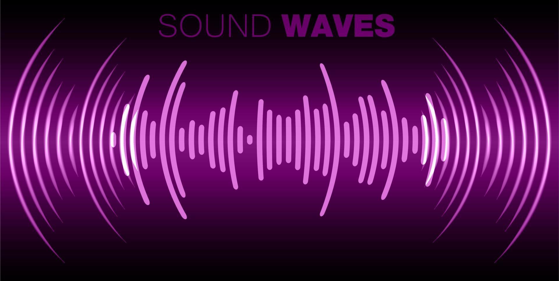 Sound waves oscillating dark light vector