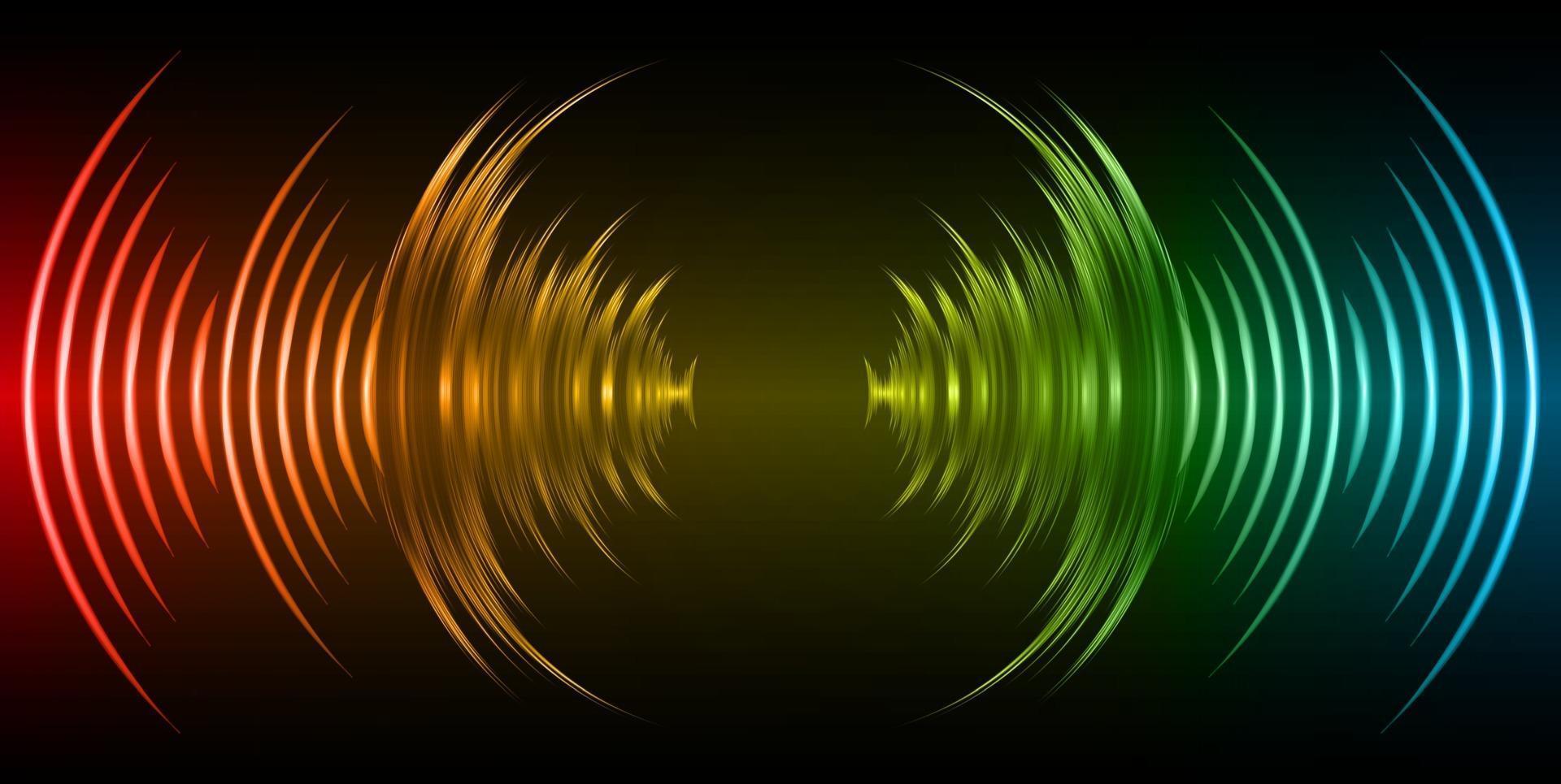 Sound waves oscillating dark light vector