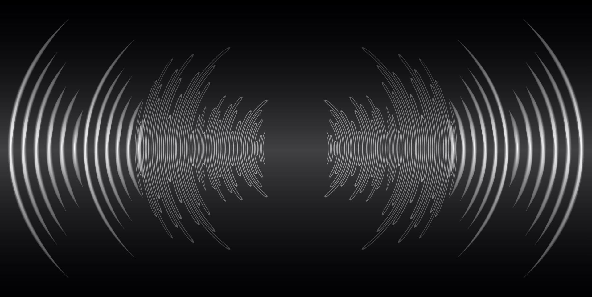Sound waves oscillating dark light vector