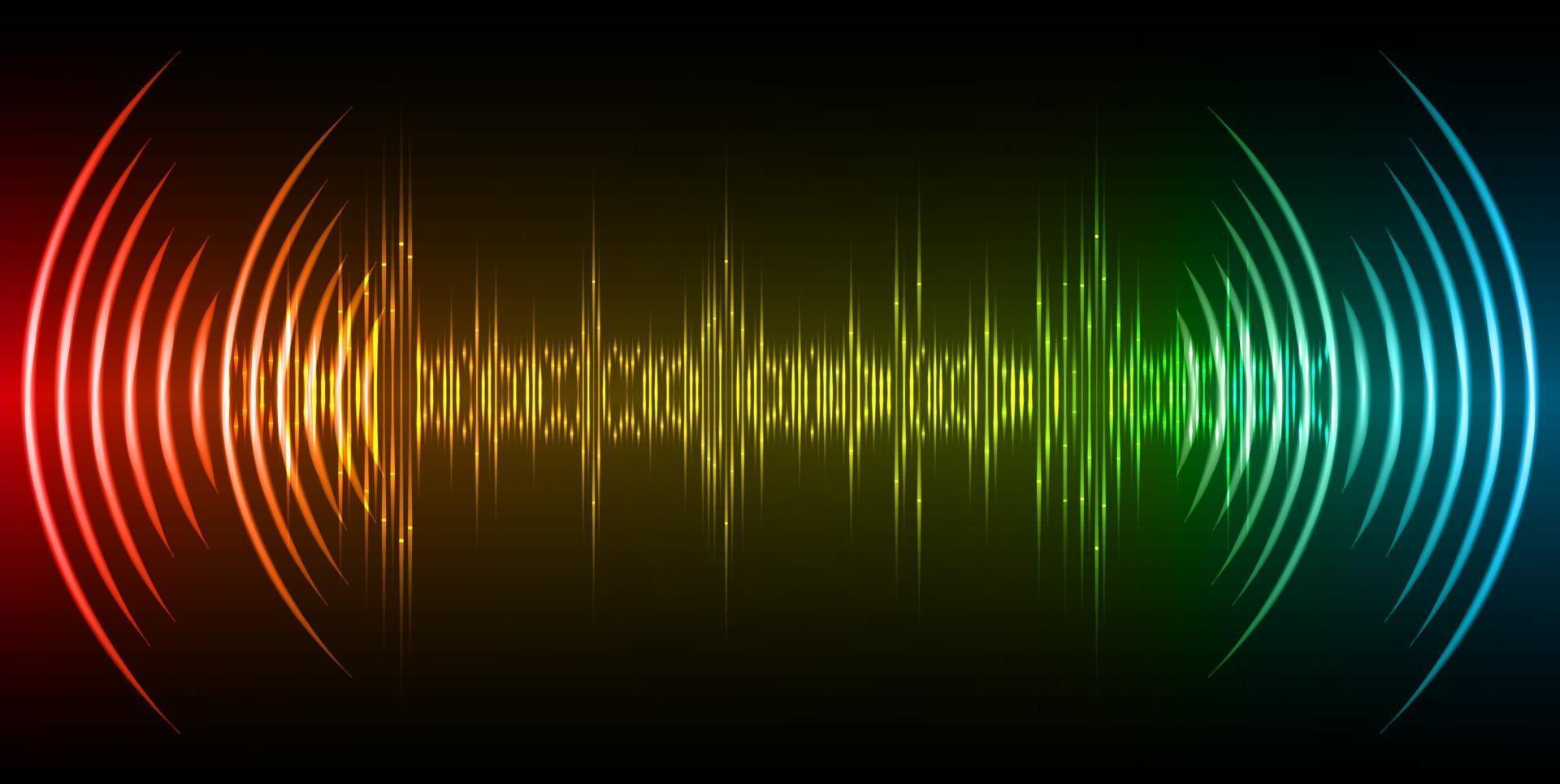 Sound waves oscillating dark light vector
