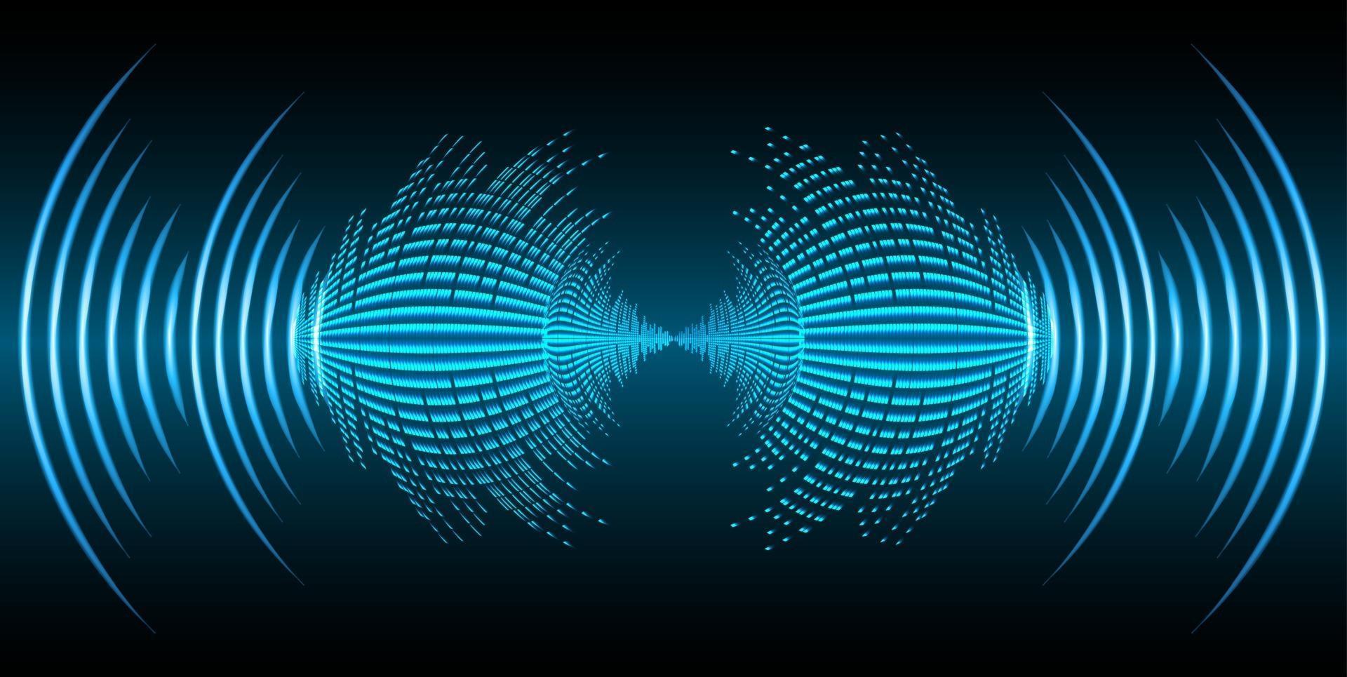 Sound waves oscillating dark light vector