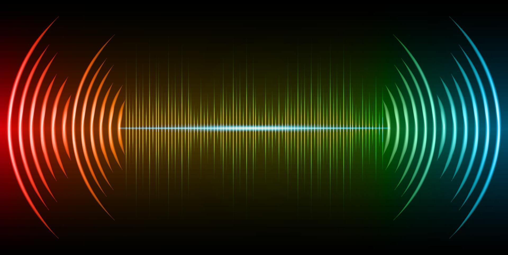 Sound waves oscillating dark light vector