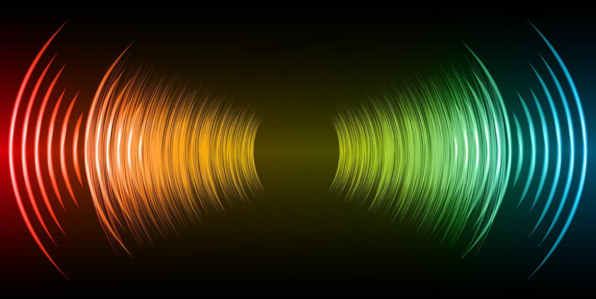 Sound waves oscillating dark light vector