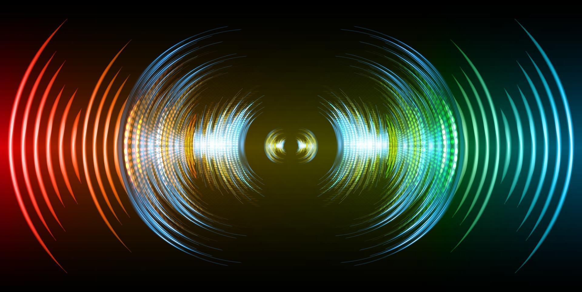 Sound waves oscillating dark light vector