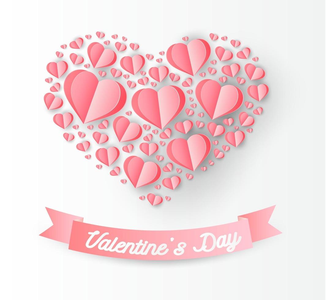 heart paper, valentine love vector