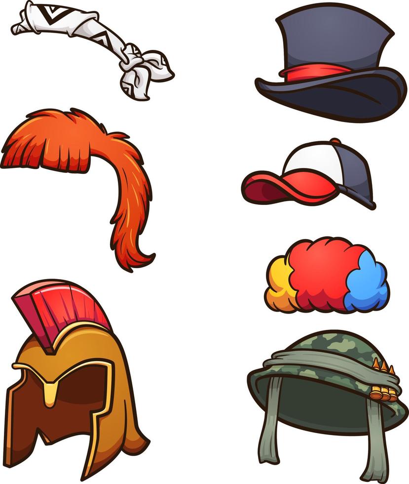 sombreros y pelucas vector