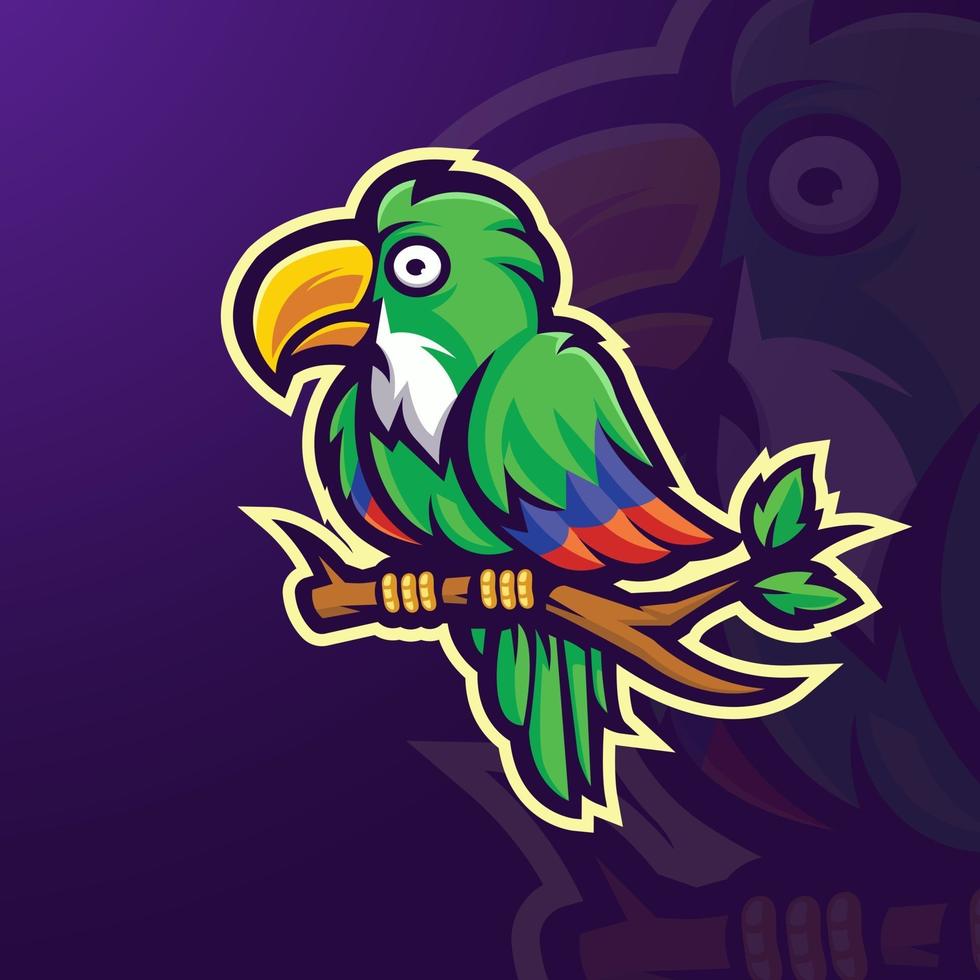 logotipo de la mascota del loro vector