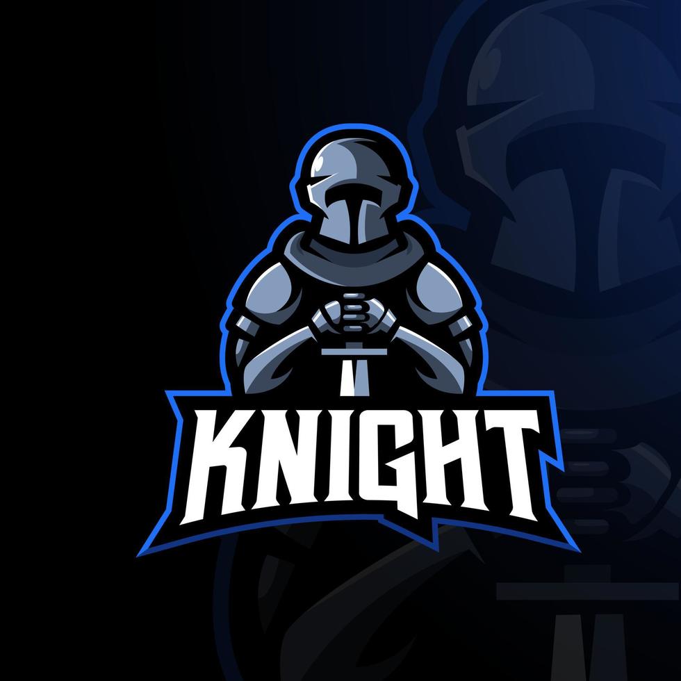 knight in armor holding a sword esport mascot logo vector