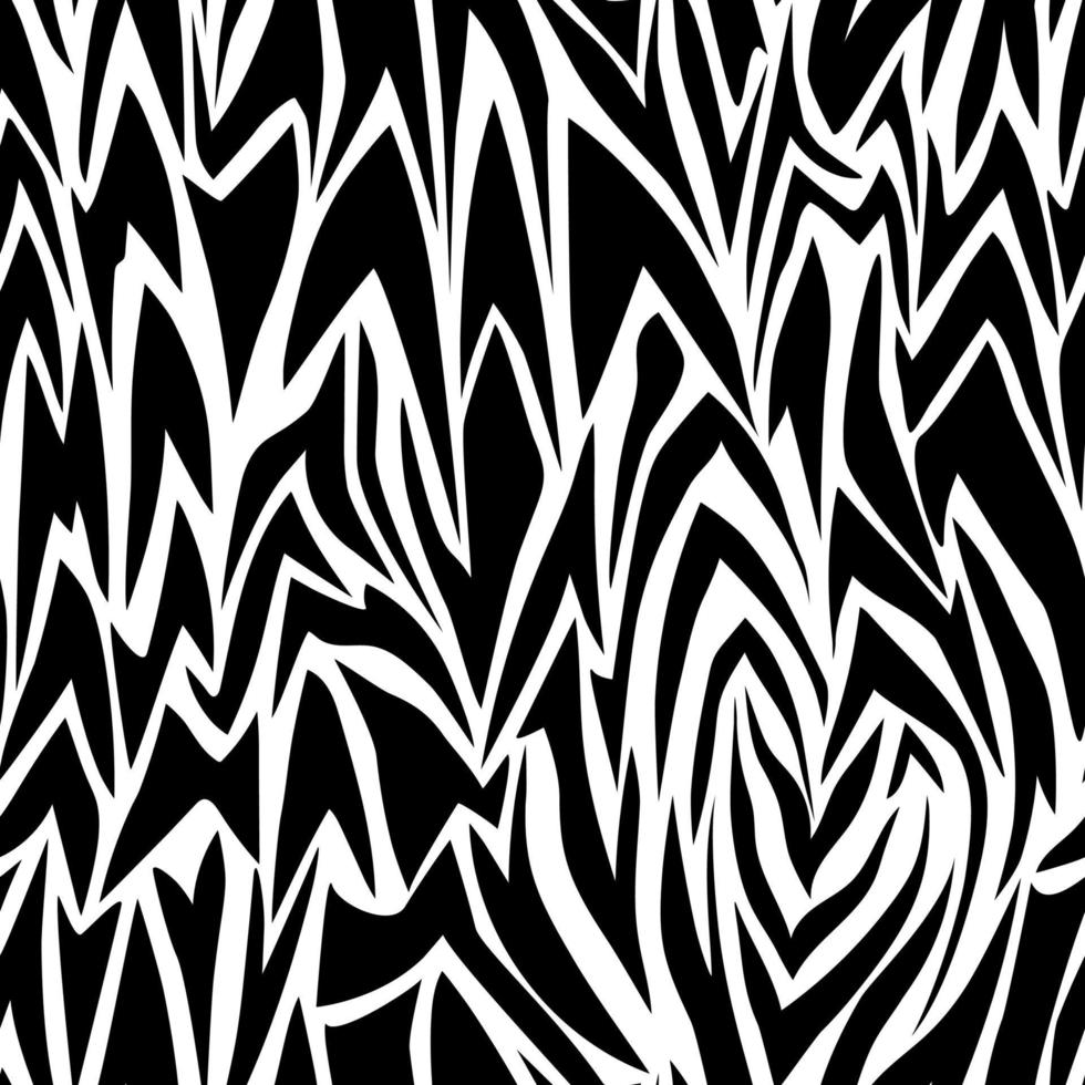 Seamless zebra animal pattern. Black and white abstract illustration. vector