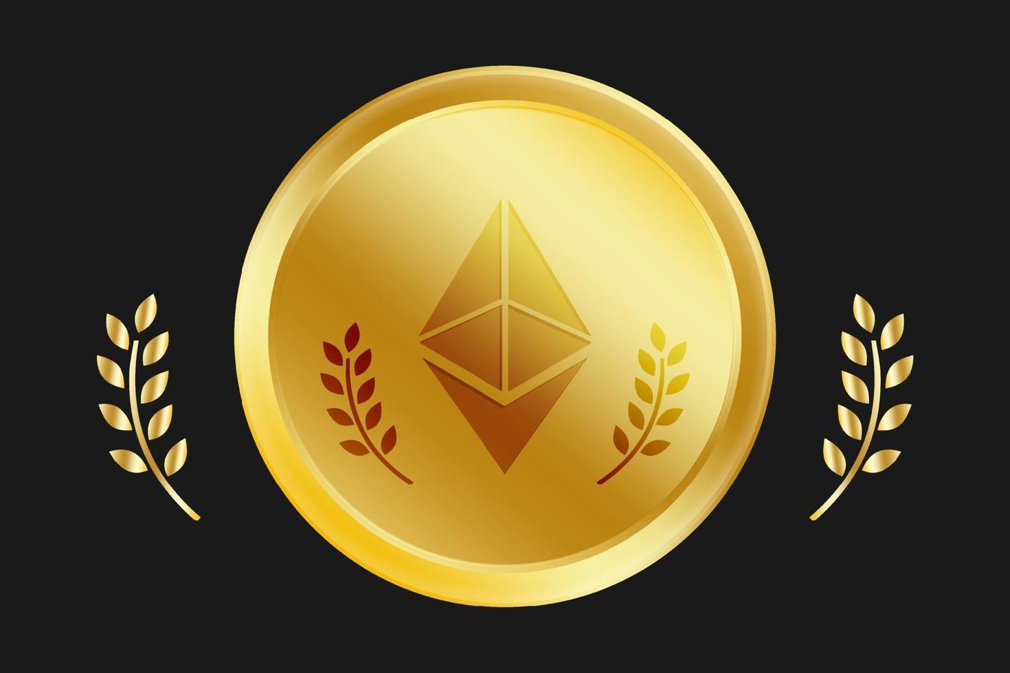 Ethereum Gold Coin, ETH Network Vector Free Vector