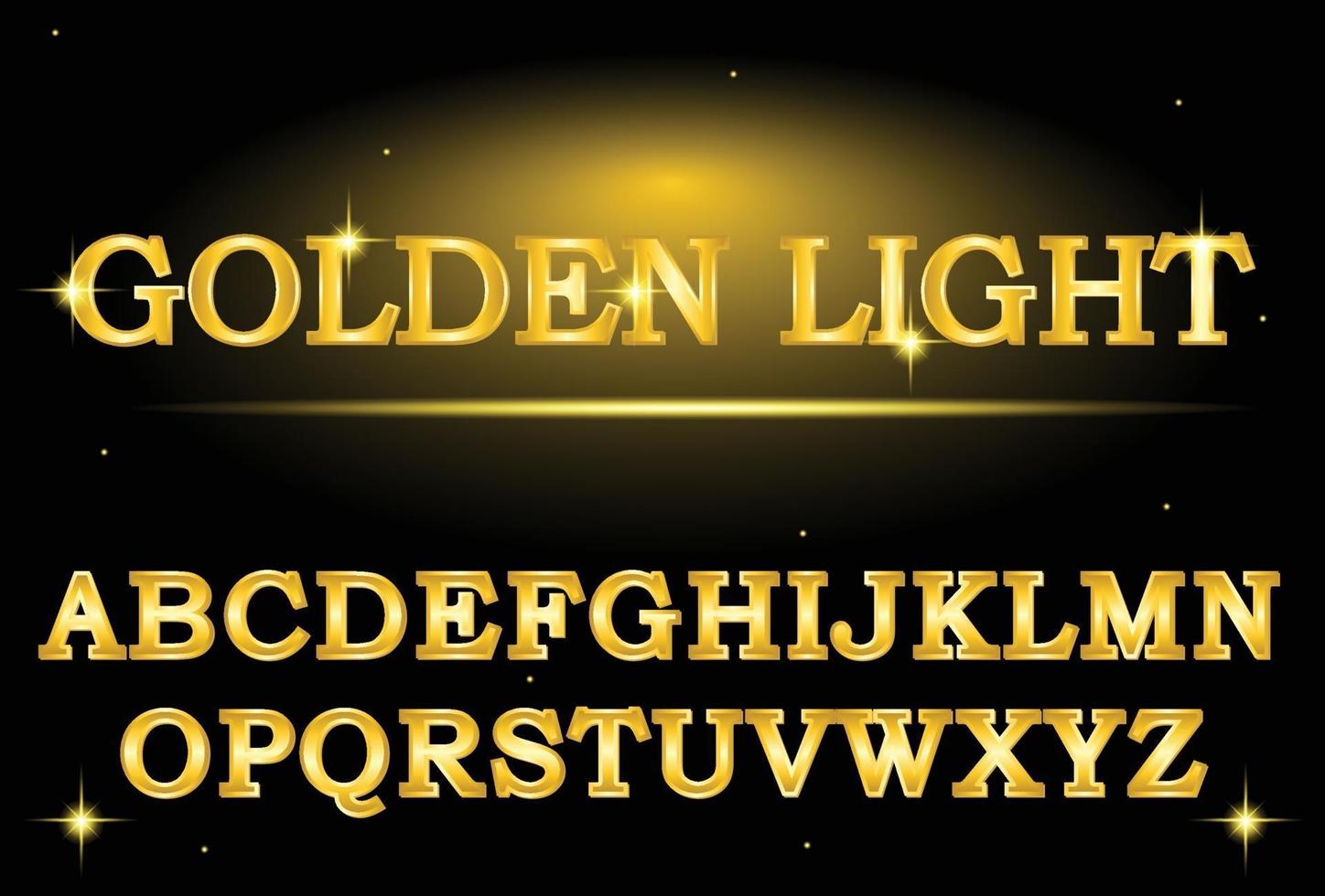 Set of Golden light colored Metal alphabet fonts vector