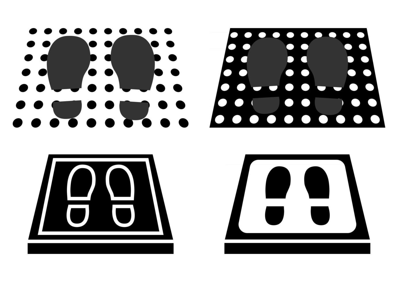 Disinfectant mat. Set of sanitizing mats. Antibacterial entry rug in glyph style. Disinfecting carpet for shoes. Vector illustration
