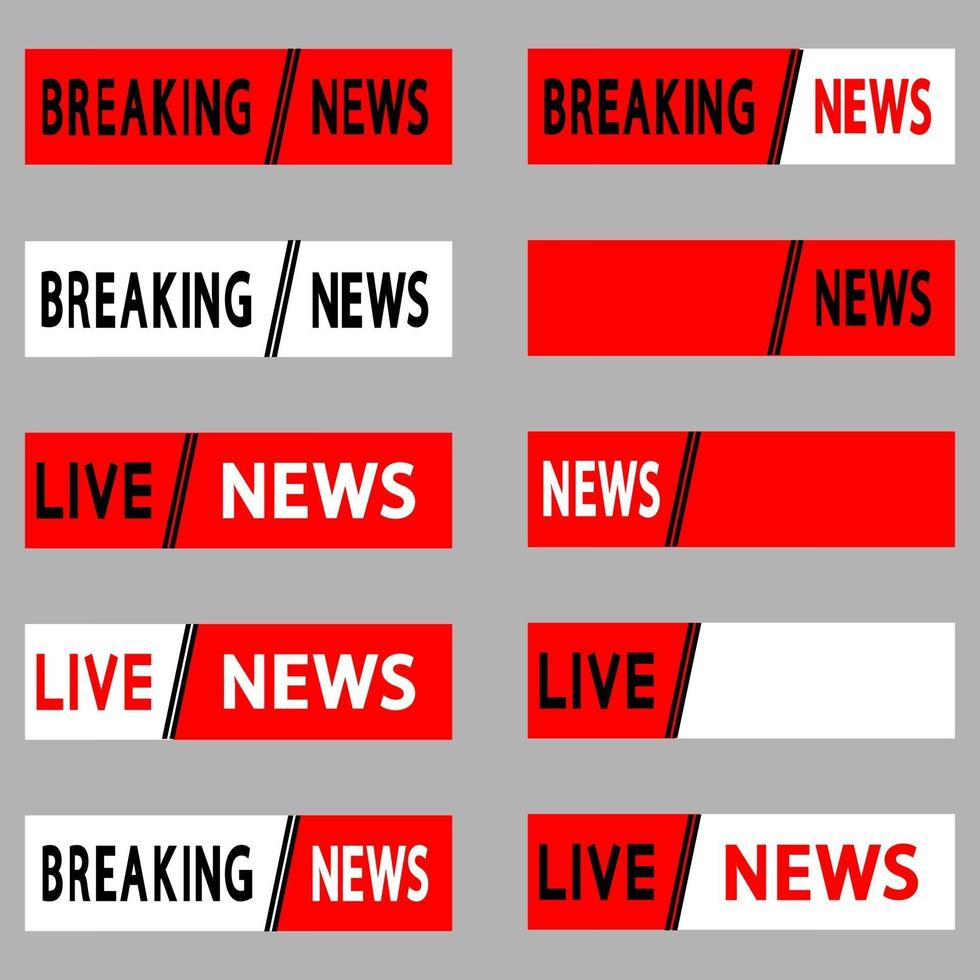 Live news and breaking news icon set vector