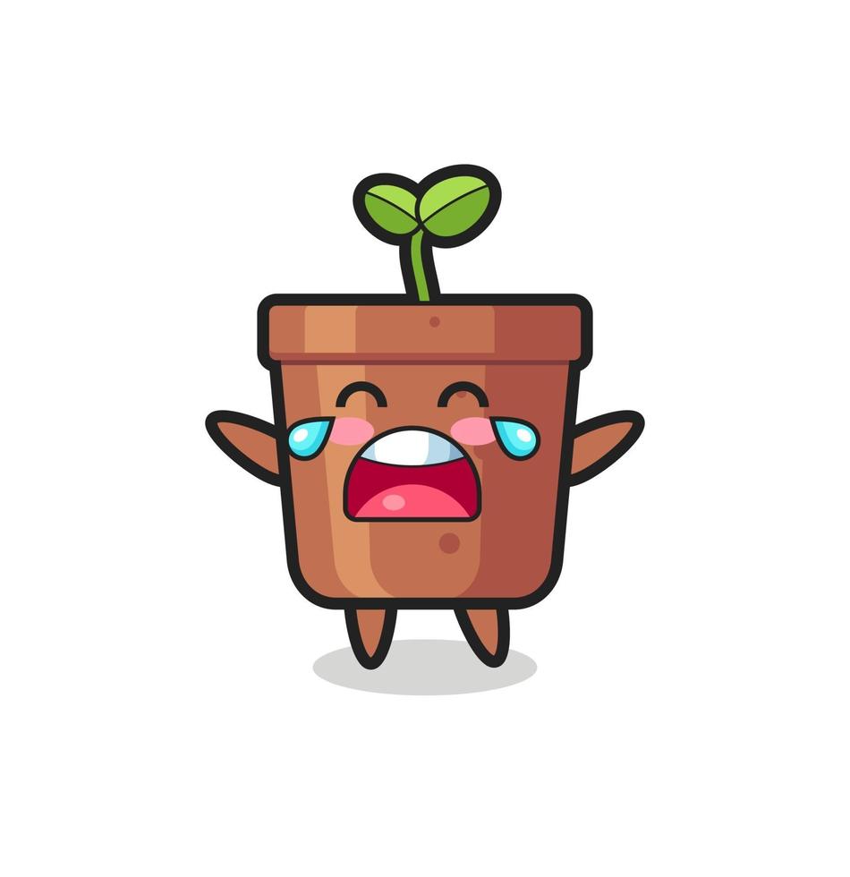 the illustration of crying plant pot cute baby vector