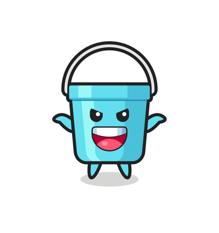 the illustration of cute plastic bucket doing scare gesture vector