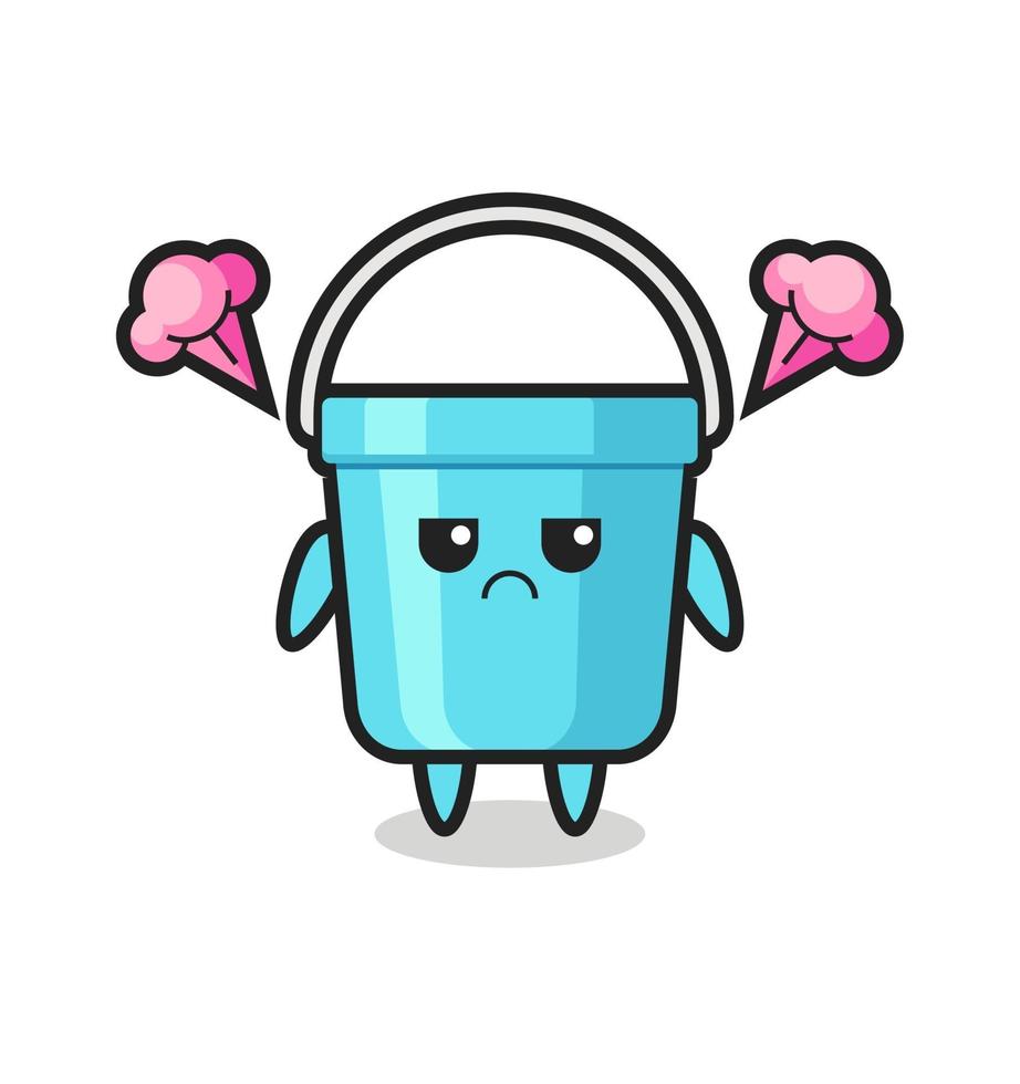annoyed expression of the cute plastic bucket cartoon character vector