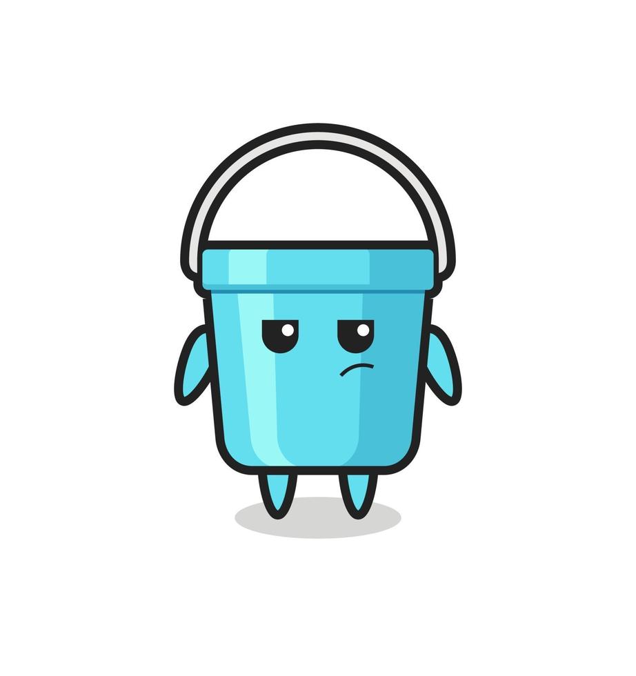 cute plastic bucket character with suspicious expression vector