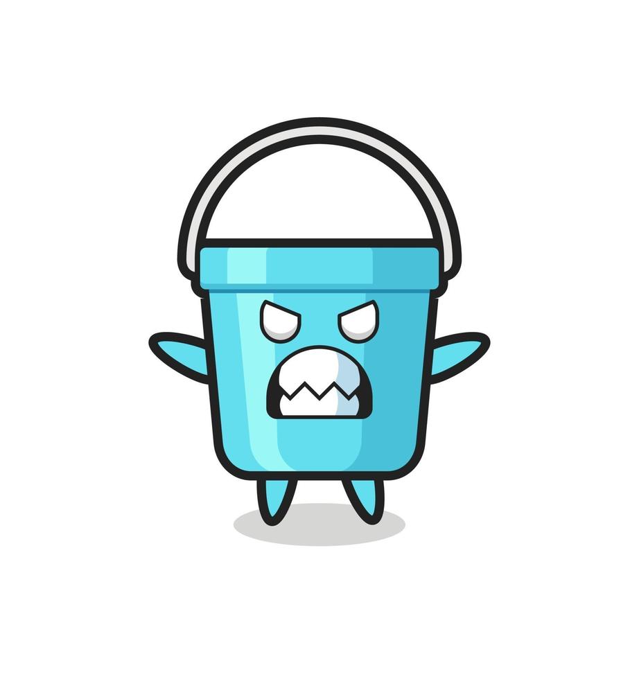 wrathful expression of the plastic bucket mascot character vector