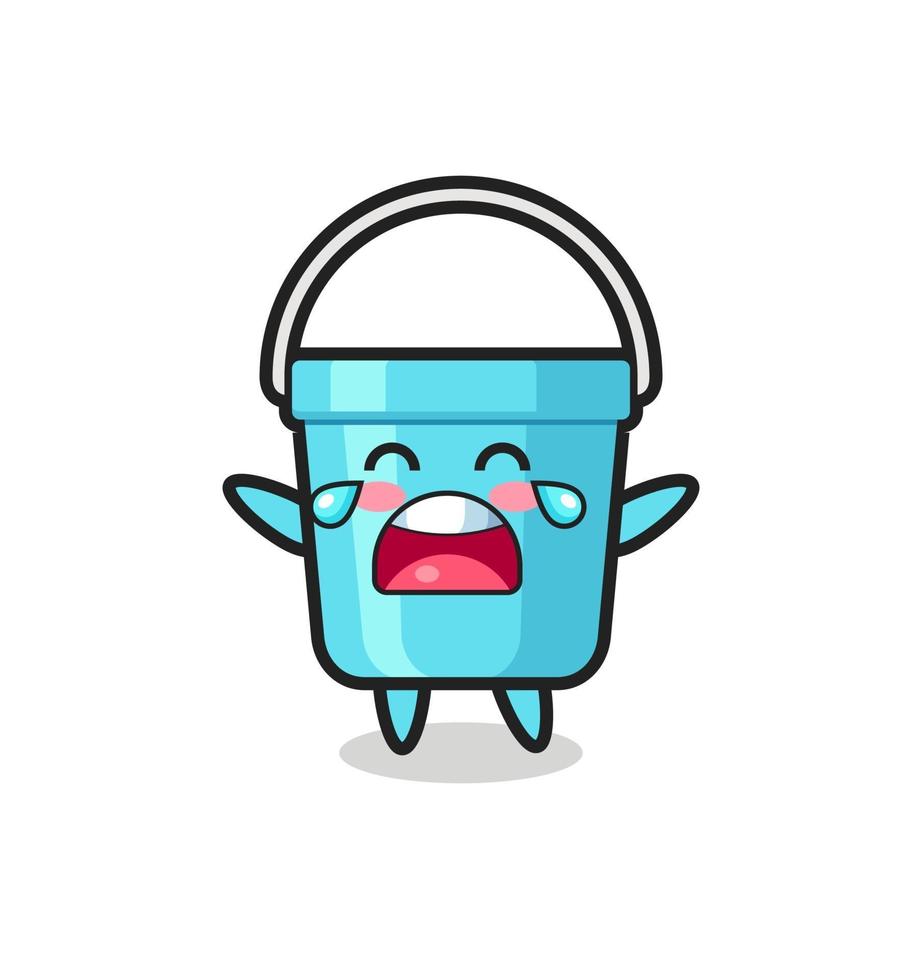 the illustration of crying plastic bucket cute baby vector