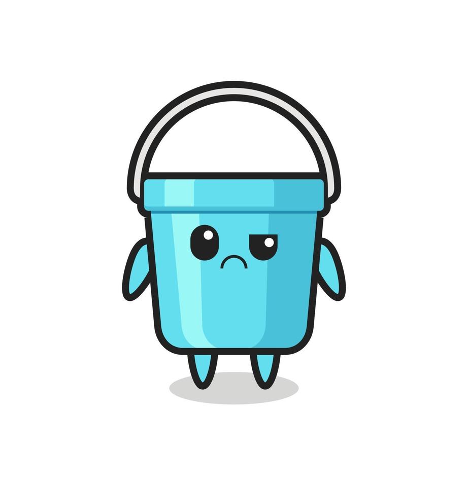 the mascot of the plastic bucket with sceptical face vector