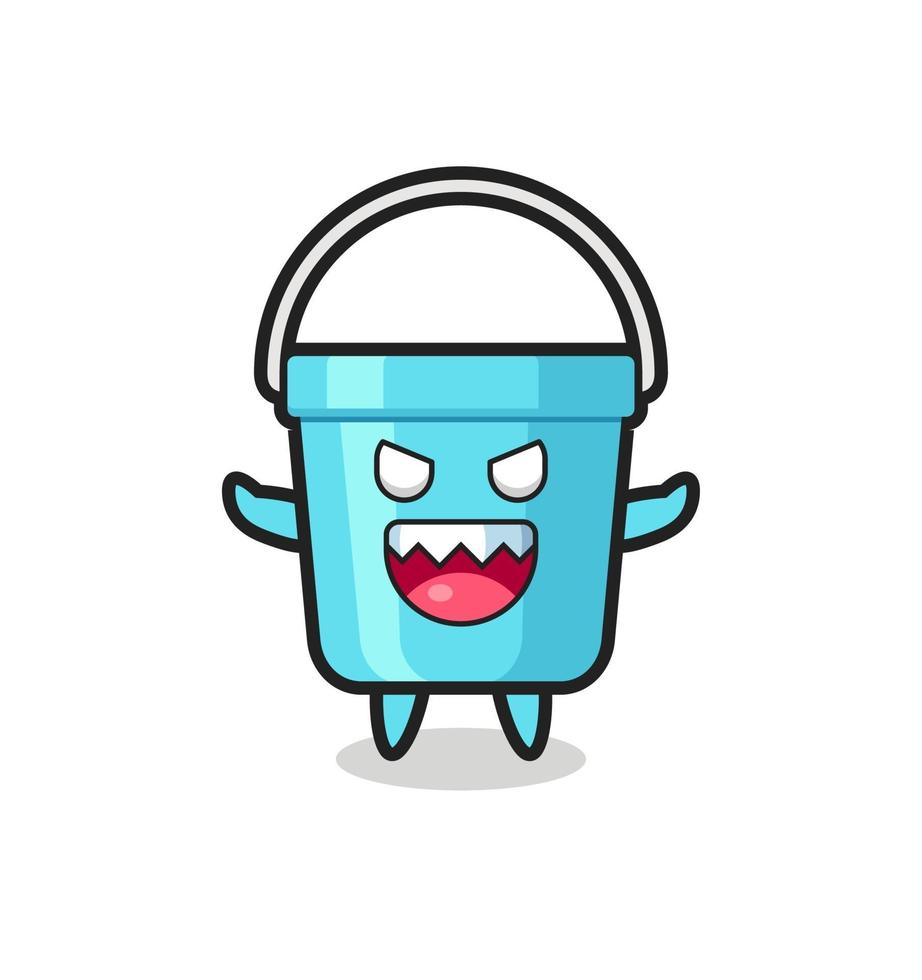 illustration of evil plastic bucket mascot character vector