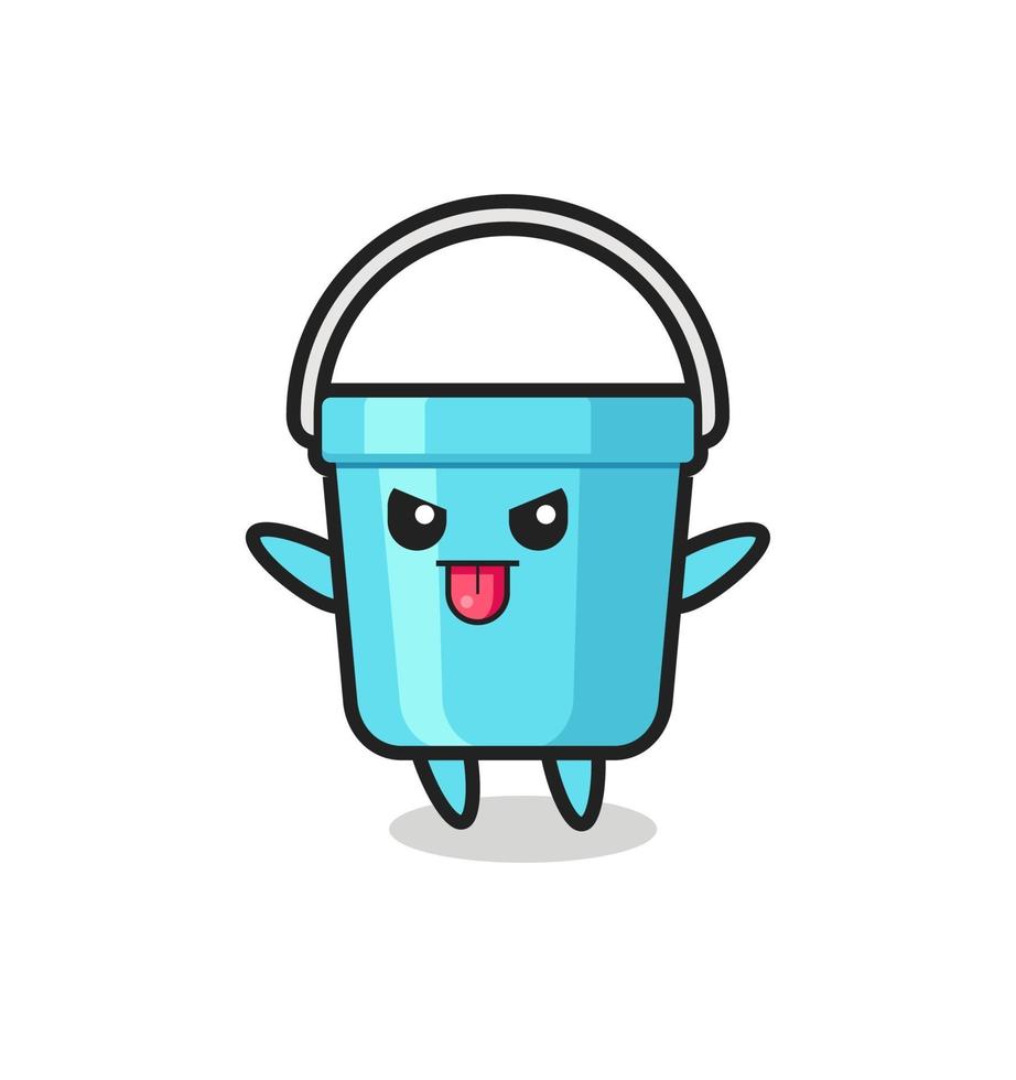 naughty plastic bucket character in mocking pose vector