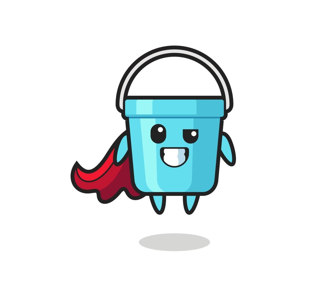 the cute plastic bucket character as a flying superhero vector