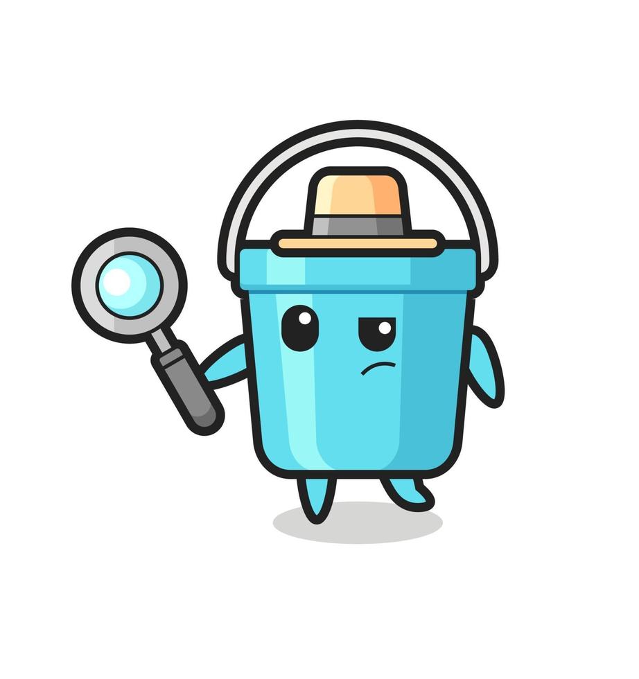 plastic bucket detective character is analyzing a case vector