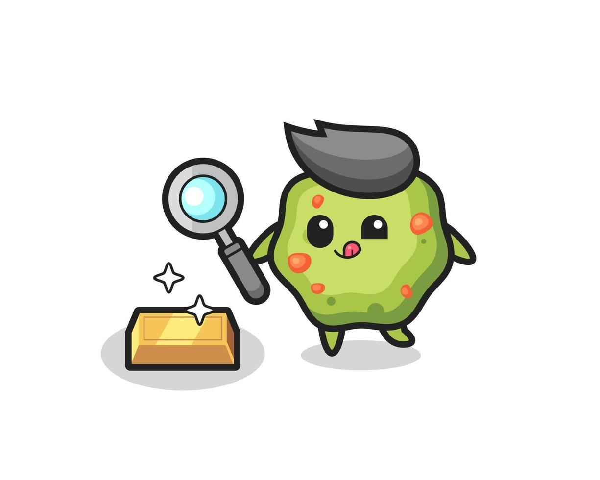 puke character is checking the authenticity of the gold bullion vector