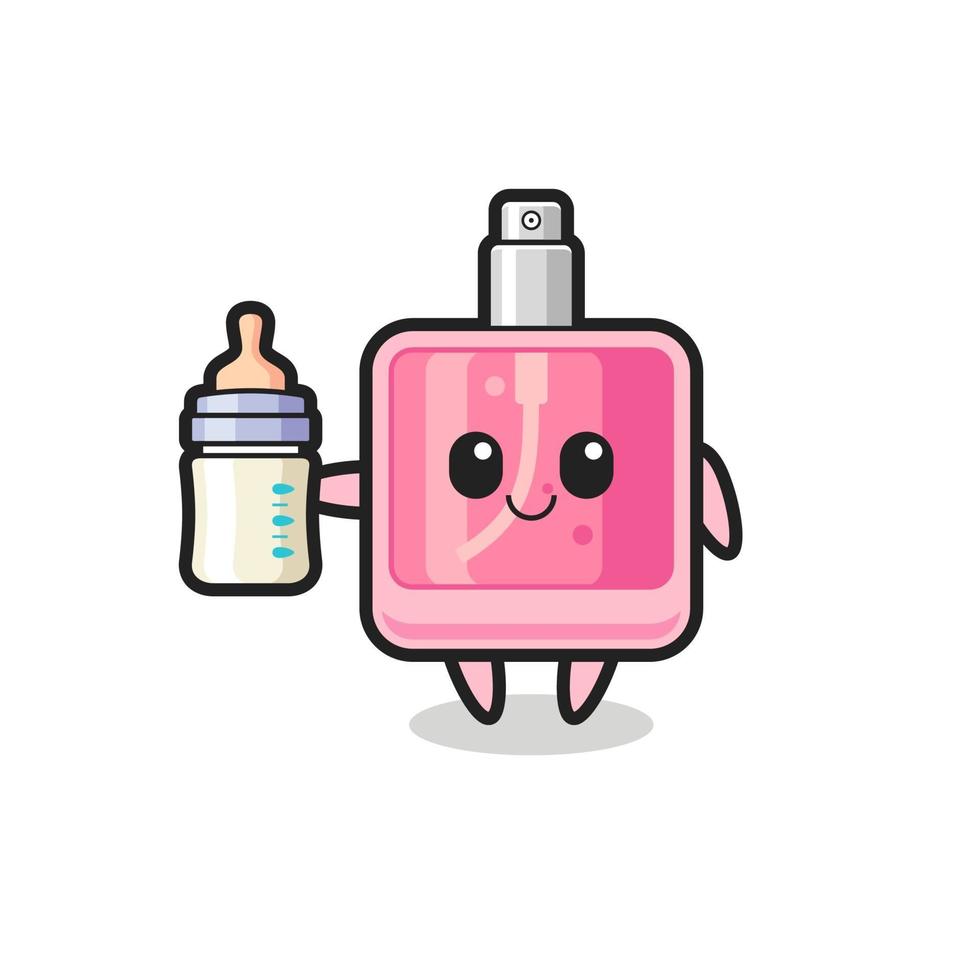 baby perfume cartoon character with milk bottle vector