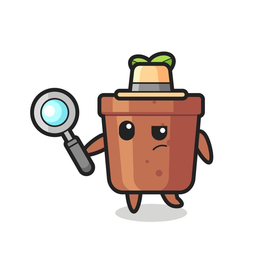 plant pot detective character is analyzing a case vector