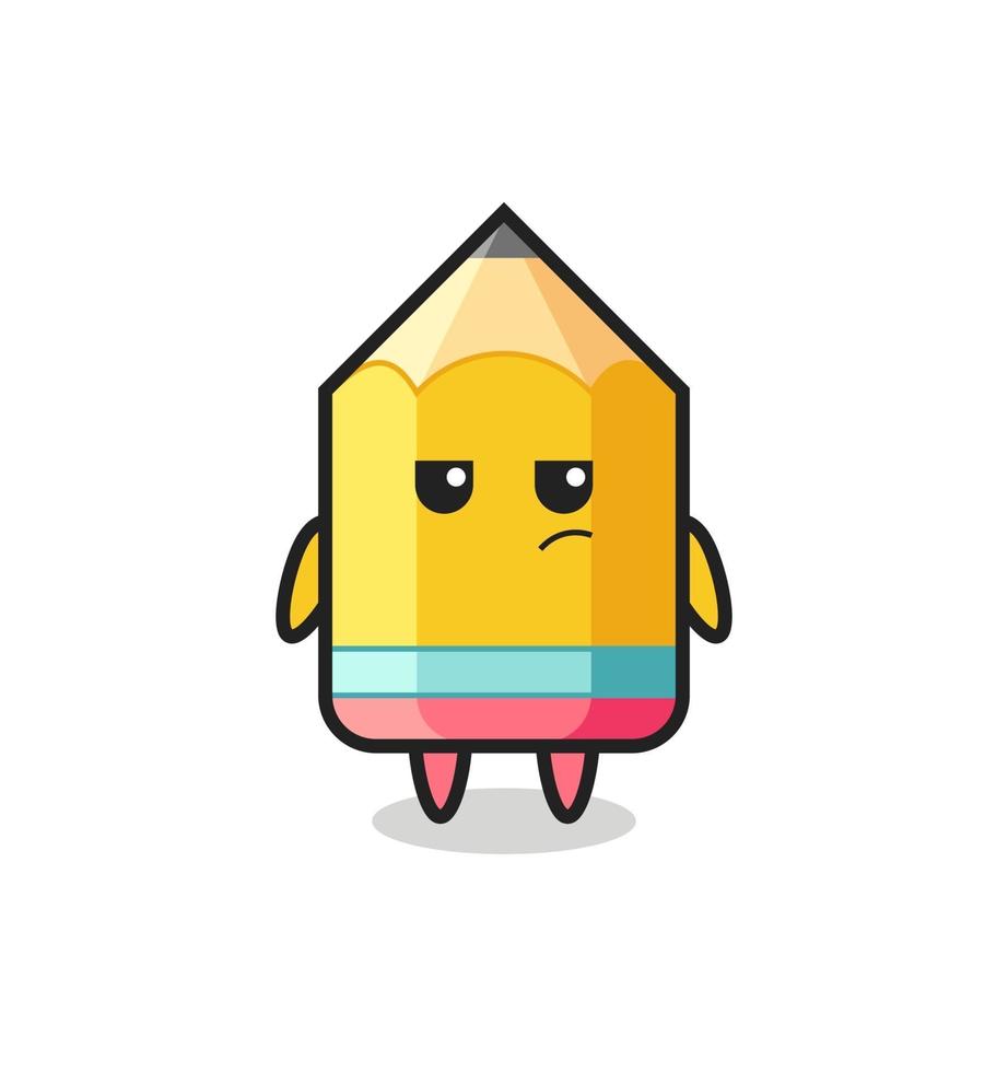cute pencil character with suspicious expression vector