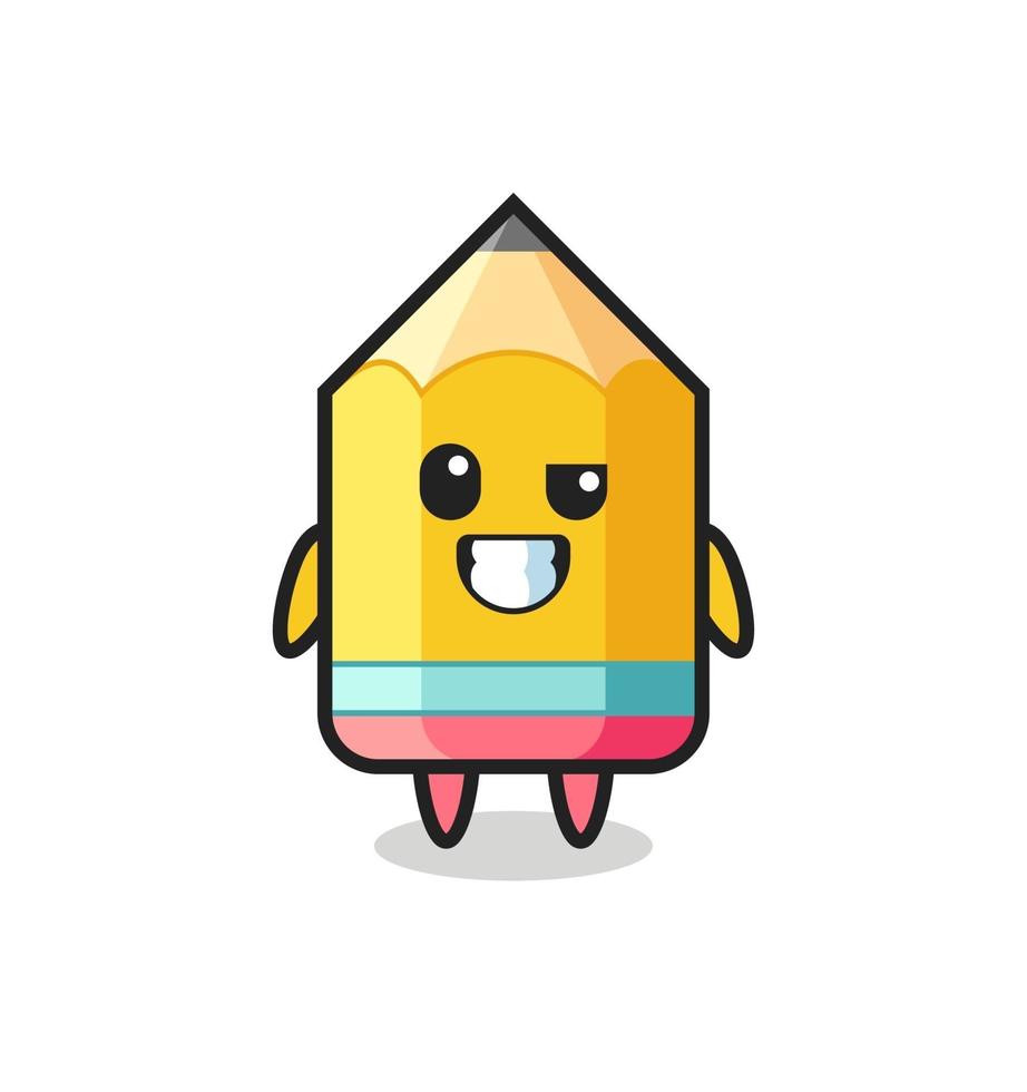 cute pencil mascot with an optimistic face vector