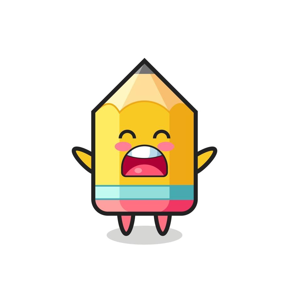 cute pencil mascot with a yawn expression vector