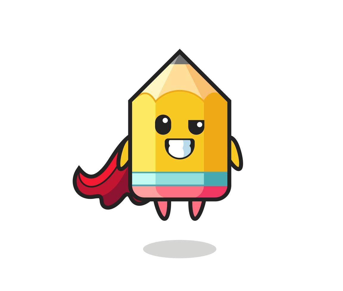 the cute pencil character as a flying superhero vector