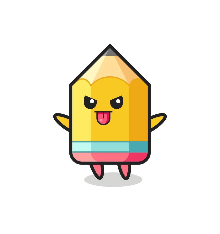 naughty pencil character in mocking pose vector