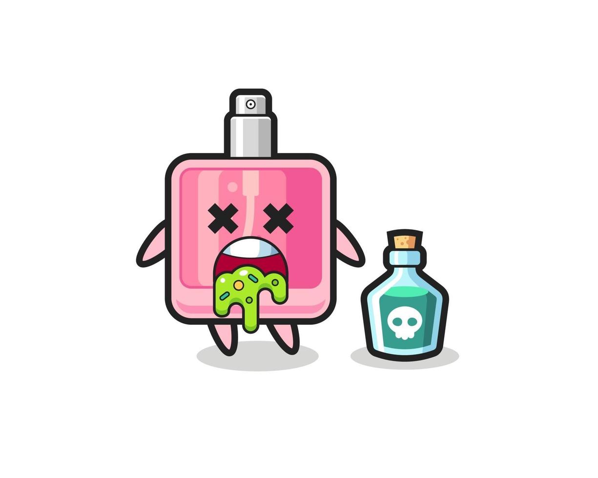 Ilustración de un personaje de perfume que vomita debido a una intoxicación. vector